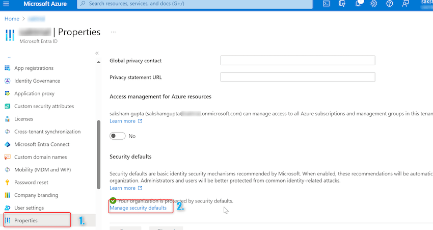 Disable MFA using Azure Portal